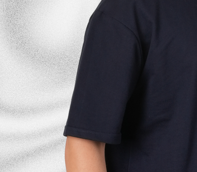 Navy blue t-shirt side view