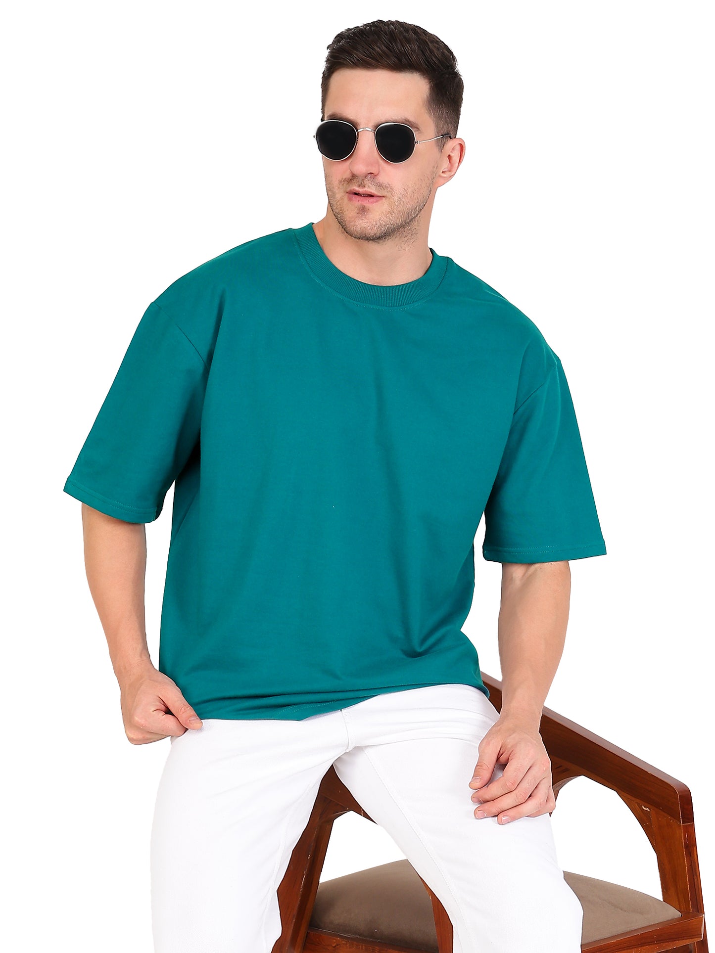 Teal Blue Oversized T-shirt (280 GSM)