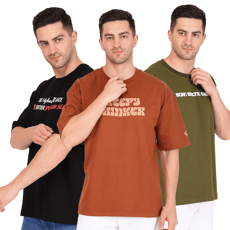 THE COSMIC THINKER - Pack of 3 Oversized T-shirt Bundle