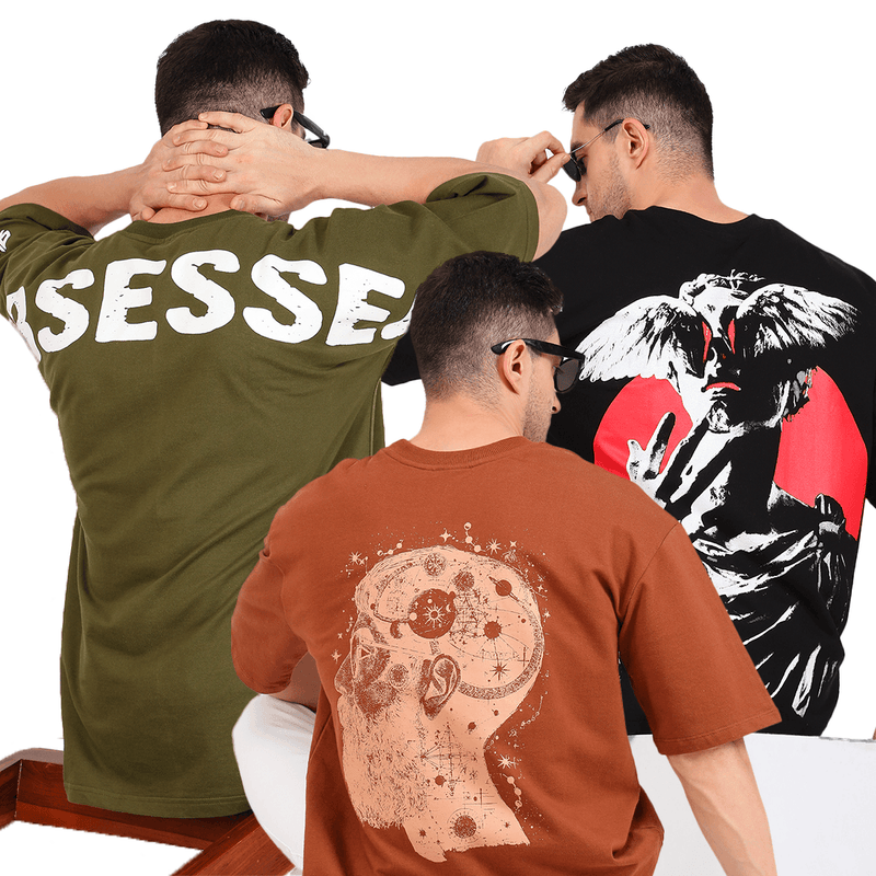 THE COSMIC THINKER - Pack of 3 Oversized T-shirt Bundle