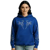 Electric Rush Edition blue unisex oversized hoodie with hood and graphic artwork